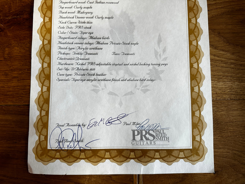 PRS Tremonti Signature Private Stock Tiger Eye 2011
