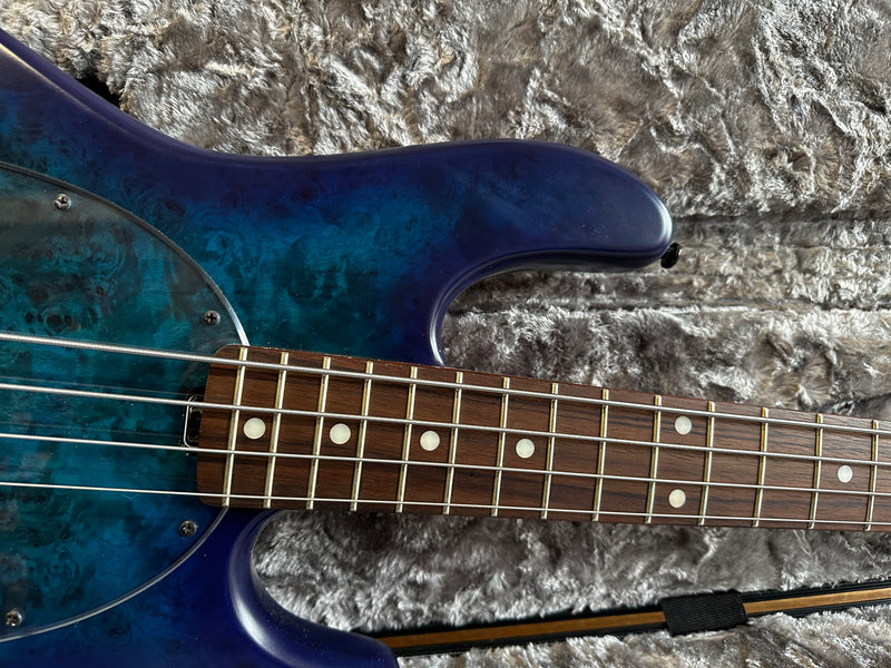 Sterling by Music Man Stingray Ray34 Poplar Burl Neptune Blue Satin