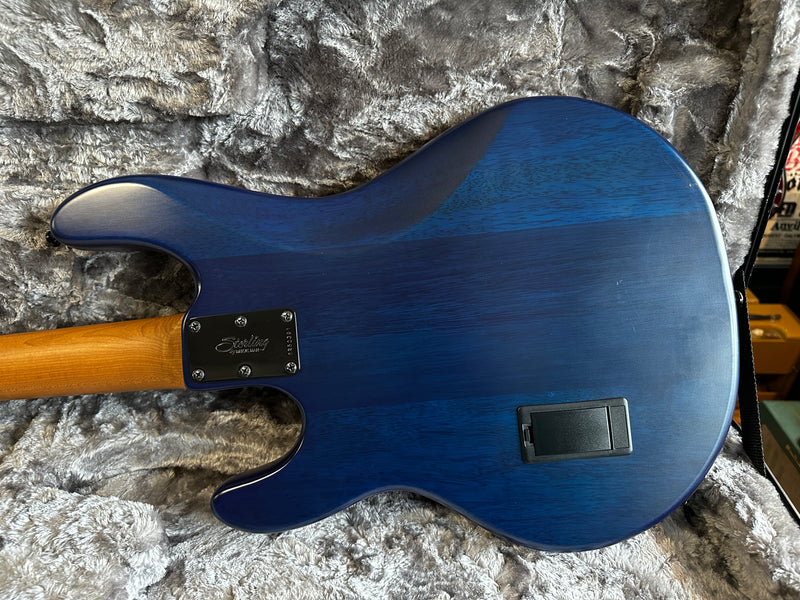 Sterling by Music Man Stingray Ray34 Poplar Burl Neptune Blue Satin