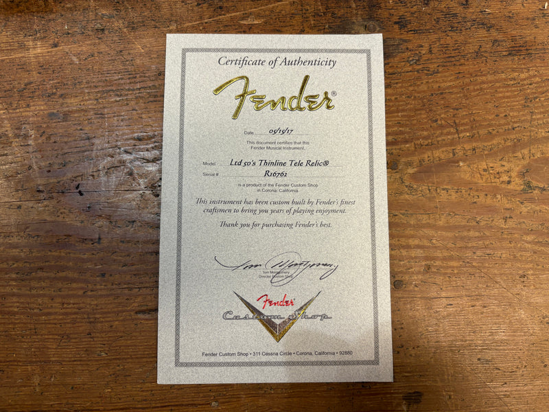 Fender Custom Shop '50s Thinline Telecaster Relic Rosewood Neck Limited Edition Sunburst 2016