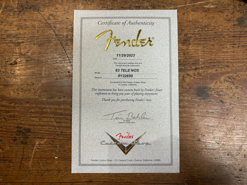 Fender Custom Shop '63 Telecaster Reissue NOS Candy Apple Red 2023