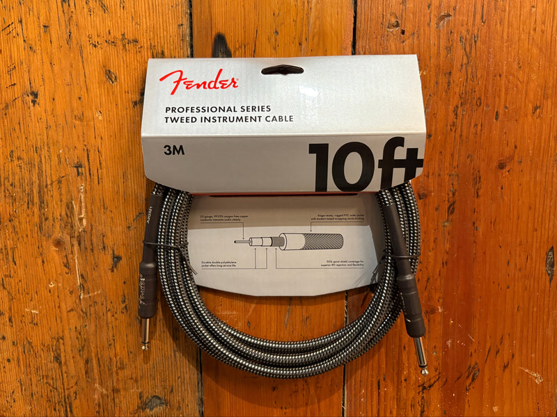Fender Professional 10ft Instrument Cable – Gray Tweed