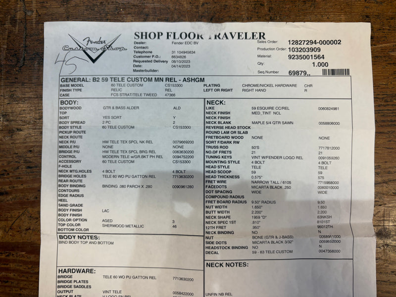 Fender Custom Shop '59 Telecaster Custom Relic Maple Aged Sherwood Green Metallic 2024