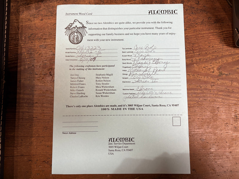 Alembic Series I 5-String Custom Order Cocobolo 2004