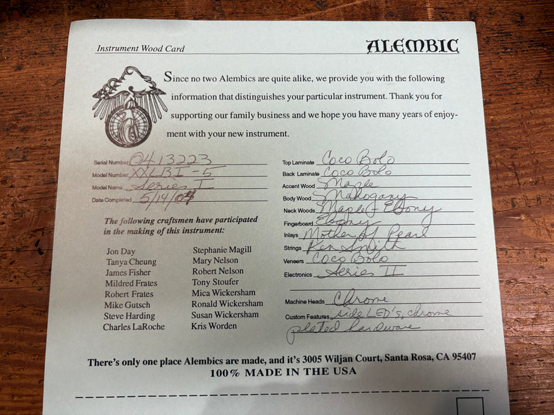 Alembic Series I 5-String Custom Order Cocobolo 2004