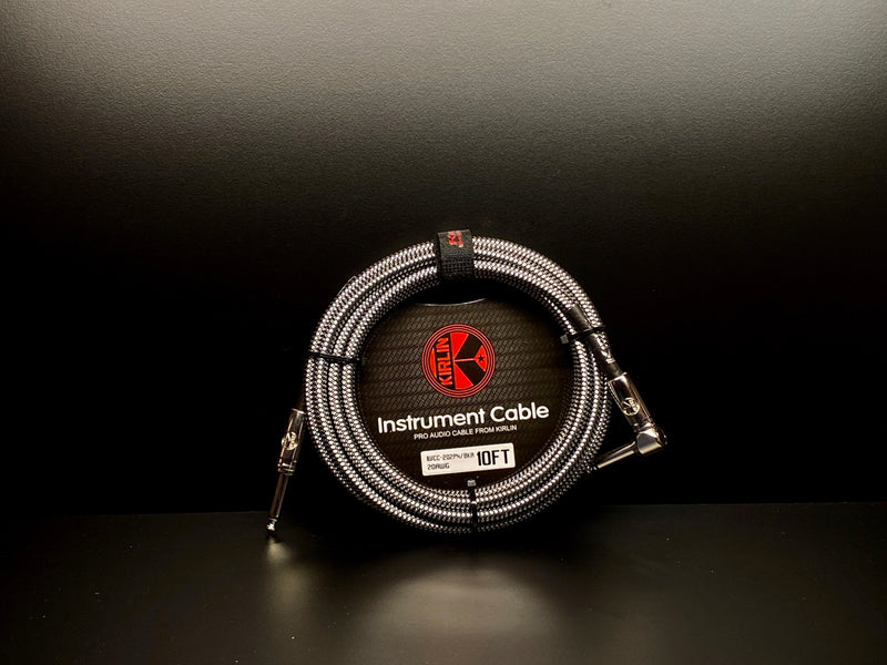Kirlin 10ft Fabric Cable Grey Angled Jack