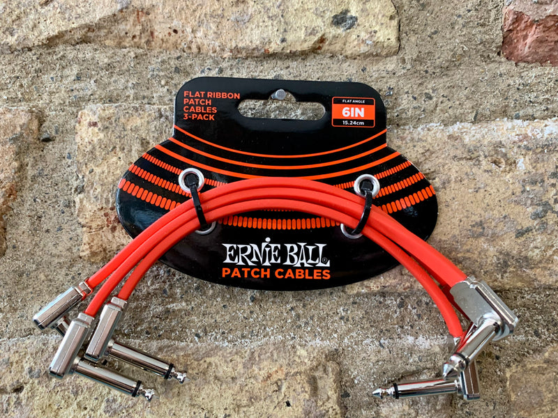Ernie Ball 6" Red Flat Ribbon Patch Cable 3-Pack