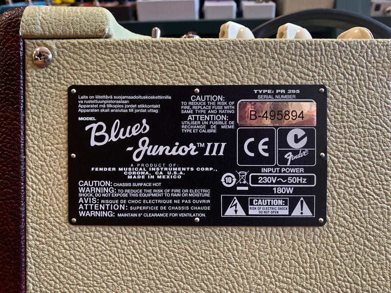 Fender Blues Junior III FSR Wine Red/Tan Limited Edition