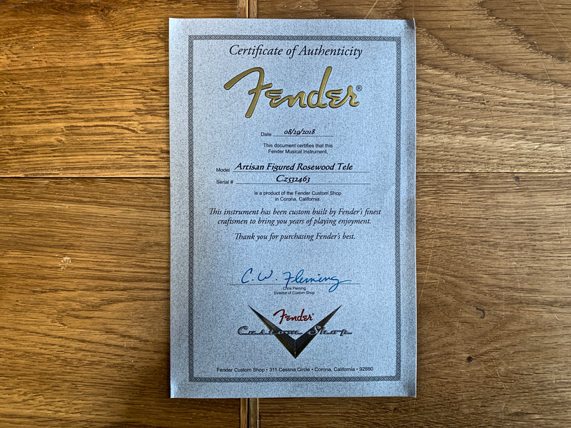 Fender Custom Shop Artisan Figured Rosewood Telecaster 2018